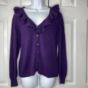 Lauren Ralph‎ Lauren Cardigan Womens Medium L  Long Sleeve Silk Cashmere Blend